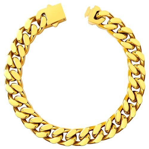 Hoyazvet Kubanisches Gliederkettenarmband für Herren, 5/7/9/13 mm Breite, 19 cm Länge, 18 Karat Gold/Schwarz plattiert/Edelstahl Panzerkette für Herren, 9.0"(23cm), Edelstahl, Kein Edelstein von Hoyazvet