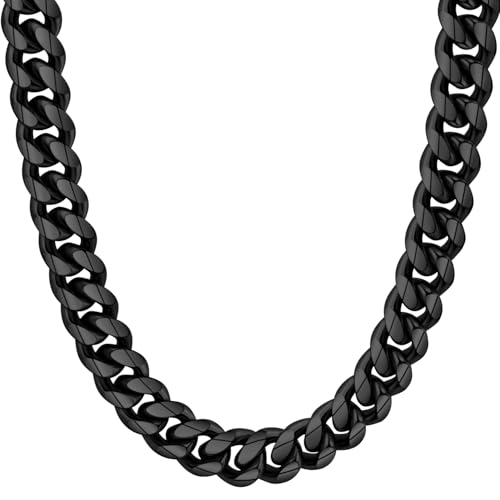 Hoyazvet Stabile kubanische Gliederkette aus Edelstahl für Männer und Frauen, 6/8/10/12 mm Breite, 18 Karat Gold/schwarzes Metall/316L Edelstahl, Panzerkette Ketten, Hip-Hop-Schmuck, Herren-Geschenk Hoyazvet Stabile kubanische Gliederkette aus Edelstahl für Männer und Frauen, 6/8/10/12 mm Breite, 18 Karat Gold/schwarzes Metall/316L Edelstahl, Panzerkette Ketten, Hip-Hop-Schmuck, Herren-Geschenk von Hoyazvet