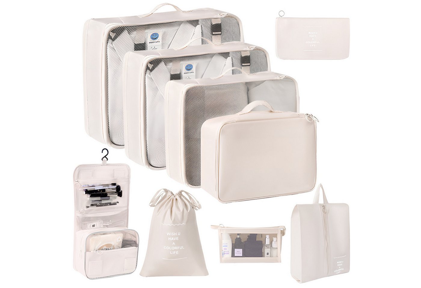 HoyoLee Handels GmbH Kofferorganizer Mehrteiliges Reise-Packset zum Ordnen und Verpacken von Kleidung (9-tlg) von HoyoLee Handels GmbH