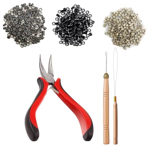 Hozaenwa Haarverlängerung Werkzeug Set Für Anfänger - Nano Ring Haarverlängerungszange,Haushalt Frisierbedarf Für Frauen Und Mädchen Frisieren Zuhause Feiern Tanzen Hochzeit Dating von Hozaenwa