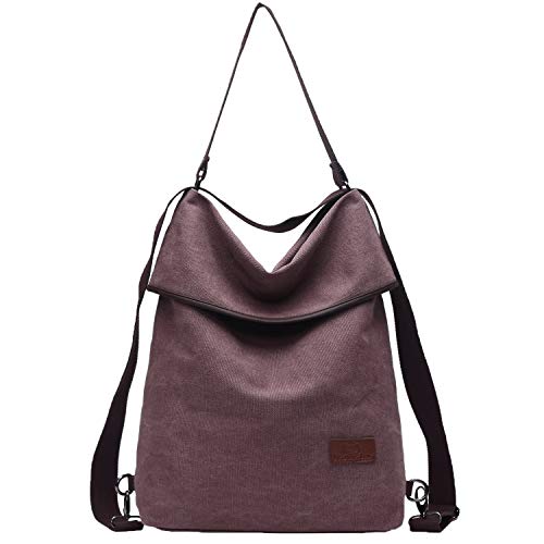 Travistar Damentasche Rucksack – Vintage Umhängetasche aus Segeltuch Handtasche Damen Rucksack Hobo Frauen Reise für Büro Schule Ausflug Shopping, coffee, L, Vintage von Travistar