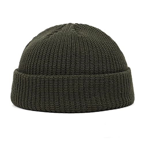 HpLive Herren Damen Strickmütze Mütze Skullcap Sailor Docker Fisherman Cuff Beanie Winter Cuff Cap, armee-grün von HpLive