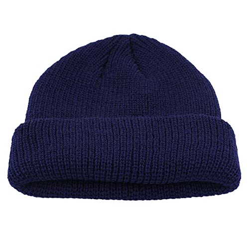 HpLive Herren Damen Strickmütze Beanie Totenkopf Mütze Schädelmütze Sailor Docker Fisherman Manschette Beanie Winter Cuff Cap (Marineblau) von HpLive