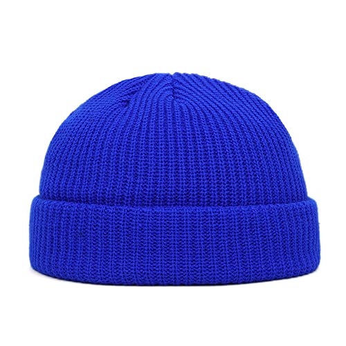 HpLive Herren Damen Strickmütze Beanie Totenkopf Mütze Schädelmütze Seemann Docker Angler Manschette Beanie Winter Manschette (Saphir) von HpLive