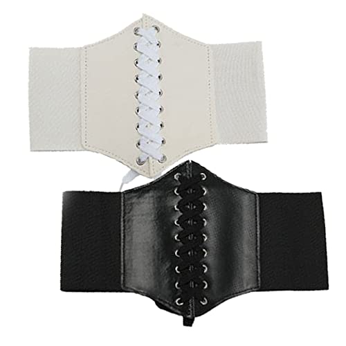 Damen Leder Elastisches Band Retro Gebundenes Breiter Schnürgürtel Korsett Elastische Taille Gürtel Korsett elastische Taille Gürtel für Halloween Partys und Andere Events Bestens Geeignet 2 Stücke von Hpamba