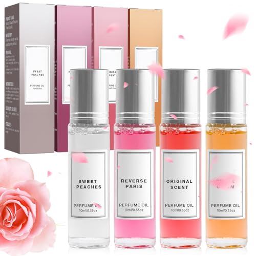 4 Stück Roll-On Parfum Woman Set Parfüm Frauen Tragbarer Damendüfte Parfum Öl Langanhaltender Duft Unterstreicht Ihren Charme von Hpbaggy