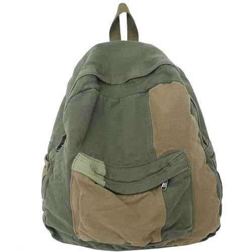 Grunge-Bag, Vintage-Leinwand-Rucksack großer Kapazität Zwei-Tone Patch Grunge-Rucksack Leichtes Rucksack ästhetische Hippie-Taschen für Reisen, Schule, Daypack von Hperu
