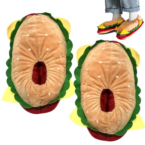 Lustige Hausschuhe Burger Pantoffeln 1 Paar Thermische Hamburger-Hausschuhe süße Cartoon Neuheit Pantoffeln Nicht rutschfleckengekleidet Plüsch Funny Pantoffeln für Frauen von Hperu