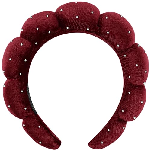 Spa-Stirnbänder, geschwollenes Make-up, Hautpflege, Stirnbänder zum Waschen von Gesicht oder Gesicht, Frottee-Stoff, Dusch-Haar-Accessoire für Make-up-Entfernung, Duschhautbehandlung, Weinrot, von Hpfulseazn