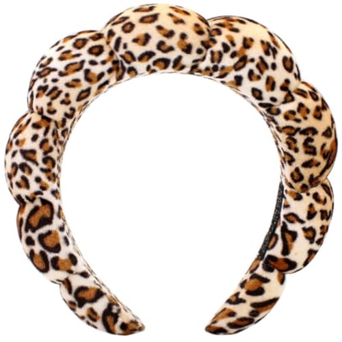 Spa-Stirnbänder, geschwollenes Make-up, Hautpflege, Stirnbänder zum Waschen von Gesicht oder Gesicht, Frottee-Stoff, Dusch-Haar-Accessoire für Make-up-Entfernung, Duschhautbehandlung (Leopard) von Hpfulseazn