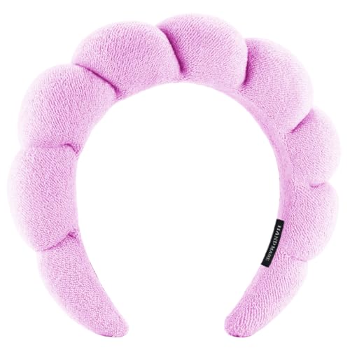 Spa-Stirnbänder, geschwollenes Make-up, Hautpflege, Stirnbänder zum Waschen von Gesicht oder Gesicht, Frottee-Stoff, Dusch-Haar-Accessoire für Make-up-Entfernung, Duschhautbehandlung (lila) von Hpfulseazn