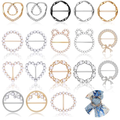 18 Stück T Shirt Clips Modischer Metall Schal Ring Clip Strasssteine Schnalle Runder Schnalle Gürtelschnalle für Damen Shawl Buckle für Frauen Kleidung Eckknopf Kleid Hut Gürtel Schal Dekor Clip von Hpmjz