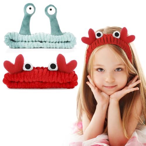 2 Stück Gesichtswasch Stirnband Haarband Kosmetik Elastic Spa Abschmink Haarbänder Korallen Fleece Elastisches Stirnbands Schnecke Krabbe Stirnband für Duschen Hautpflege Schönheit Waschen(Grün) von Hpmjz