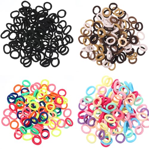 400 Stück Haargummis Mädchen Klein Haargummi Mini Nahtlose Haarbänder Elastisch und Weich Haarband Baby Mehrfarbig Soft Zopfgummi Klein für Mädchen Kinder Kleinkinder Baby von Hpmjz