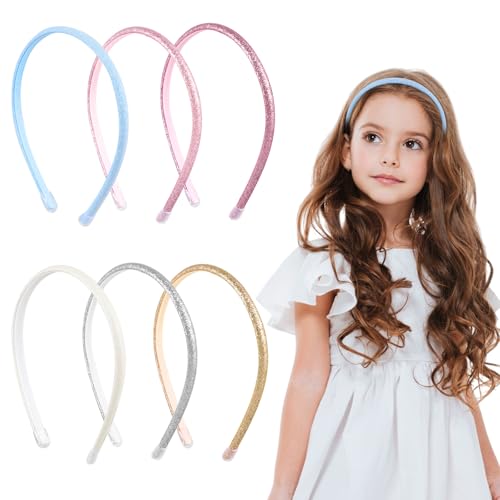 6 Stück Glitzer Haarband Glitzernde Stirnband Rutschfeste Pailletten Beschichtet Stirnbänder Niedliches Glitter Mädchen Haarband Modisch Glitzer Dick Konfetti Regenbogen Haarschmuck für Frauen Mädchen von Hpmjz