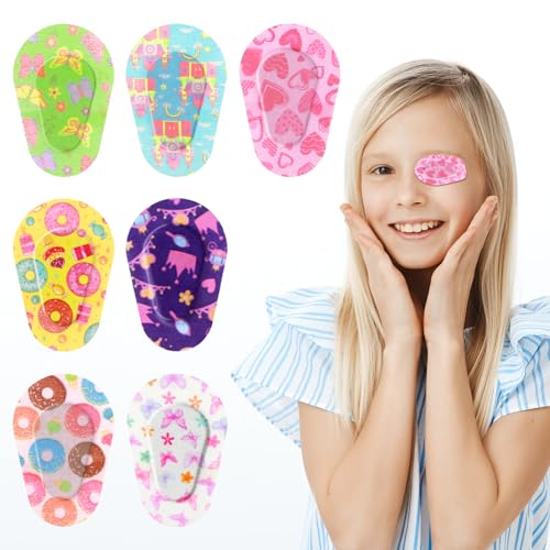 Hpmjz 24 Stück Selbstklebende Augenpflaster Atmungsaktiv Augenklappen Einweg Klebe Cartoon-Augenpflaster Lichtblockierende Augenverband für Amblyopie Kinder Mädchen Jungen von Hpmjz