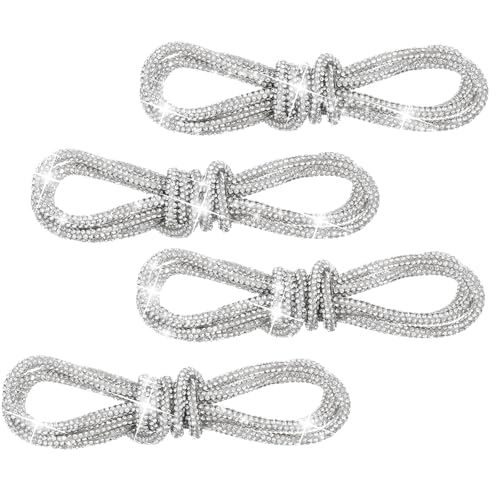 Hpmjz 4 Stück Strass Glitzer Seil Kristall Bling Runde Schnürsenkel Ersatz Schnürsenkel Seil Bling Glitzer Glänzend Kordelzug Schnüre Ersatz für Damen Herren Sweatpants Sneakers von Hpmjz