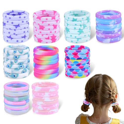 Hpmjz 54 Stück Haargummis für Mädchen und Frauen Bunt Elastisch Zopfgummis Nylon weiche Haargummis für Frauen Dickes Lockiges Glattes Haar mehrfarbig von Hpmjz