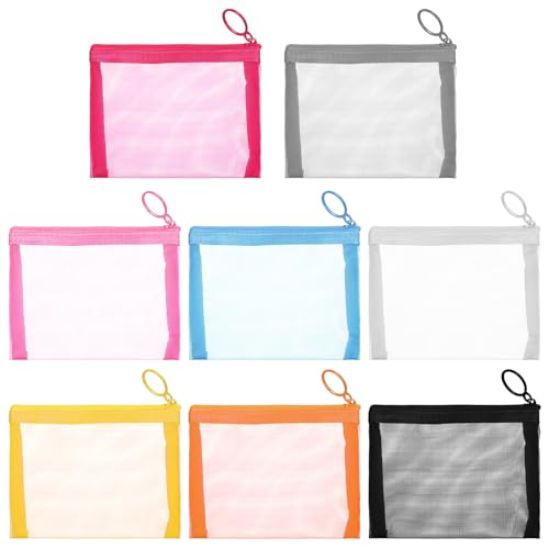 Hpmjz 8 Stück Mini Netztaschen mit Reißverschluss Kosmetiktasche Kleine Transparente Tasche Mesh Reißverschluss Beutel Halter Tasches Aufbewahrung Münzgeldbörse Taschen Tragbar Reise Tasche von Hpmjz