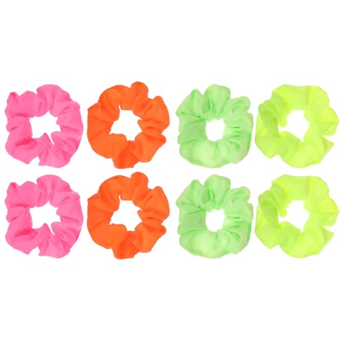 Hpmjz 8 Stück Neon Haargummi Scrunchie 80er-Jahre Weiches Haargummi Dickes Satin Haar Scrunchies Seide Bänder Haar-Accessoires Pferdeschwanzhalter für Frauen Mädchen Weihnachten Karneval Party von Hpmjz