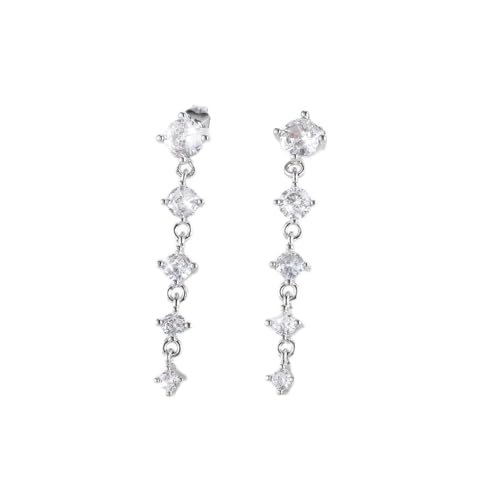 Silber Creolen für Damen, zierliche Ohrhänger versilbert Ohrhänger trendige CZ-Ohrstecker mit Zirkonia hängende Ohrhängers Hochzeit baumelnde süße kleine Creolen Schmuck von Hpmjz