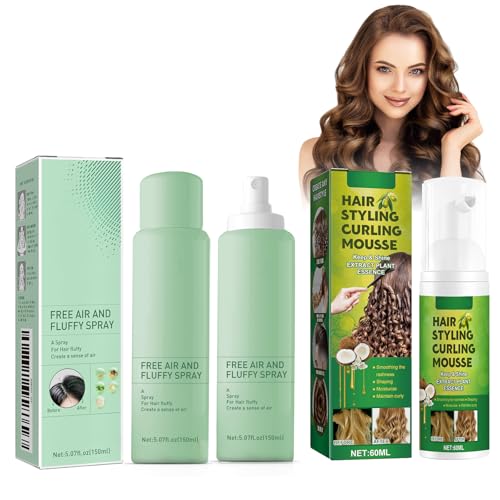 Hppsctink 150ml Haar Fluffy Spray und 60ml Haar Styling Locken Schaum, Leave-in-Haarstyling-Spray für Volumen, Fluffy Locken Styling Schaum, Sofortiges Volumen,shampoo Hppsctink 150ml Haar Fluffy Spray und 60ml Haar Styling Locken Schaum, Leave-in-Haarstyling-Spray für Volumen, Fluffy Locken Styling Schaum, Sofortiges Volumen,shampoo von Hppsctink