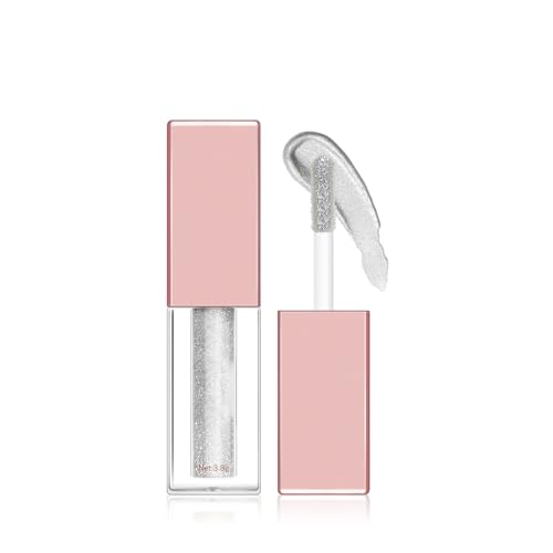 Hppsctink Lidschatten flüssig, 3.8g Funkelnder Lidschatten flüssig, Perlglanz Lidschatten flüssig, Nicht-verschmierend, Wasserfest & langanhaltend, Diamant Weiß, eyeshadow von Hppsctink