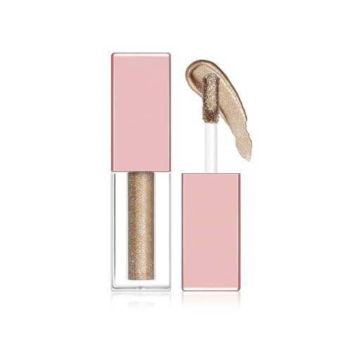 Hppsctink Lidschatten flüssig, 3.8g Funkelnder Lidschatten flüssig, Perlglanz Lidschatten flüssig, Nicht-verschmierend, Wasserfest & langanhaltend, Champagner Gold, eyeshadow von Hppsctink