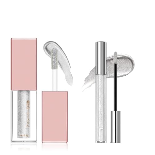 Hppsctink Flüssiger Lippenstift, 2.4g Antihaft-Lipgloss und 3.8g weißer Lidschatten, Langanhaltende Farbe, Multifunktionale Lippenstifte, eyeshadow von Hppsctink