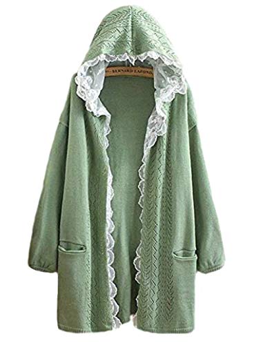 hqclothingbox Women Kawaii Harajuku Japanese Casual Lace Layered Jacket Coat Knitted Lace Sweater Cardigan von hqclothingbox