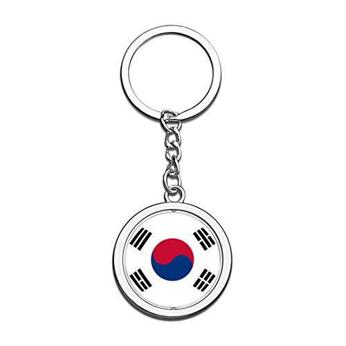 Korea Nationalflagge Schlüsselbund 3D Kristall Kreative Spinning Runde Edelstahl Schlüsselbund Reise Stadt Souvenir Schlüsselanhänger Ring von Hqiyaols Souvenir