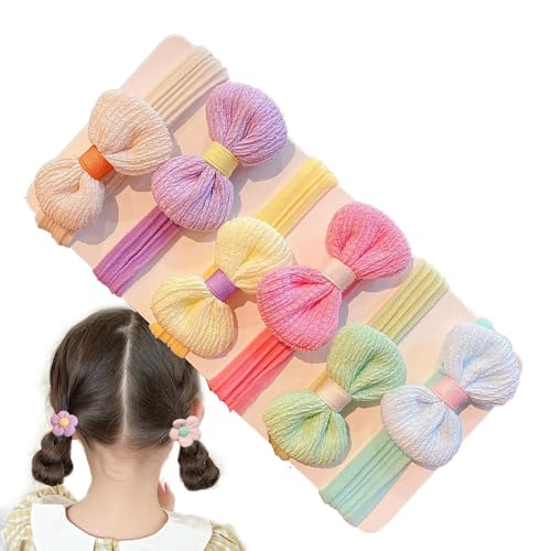 Hqunjikp Haargummis für Kinder, 6 x Blumenschleifen, Haarschmuck für kleine Mädchen, Haargummis, Pferdeschwanzhalter für dicke oder dünne Frisuren von Hqunjikp