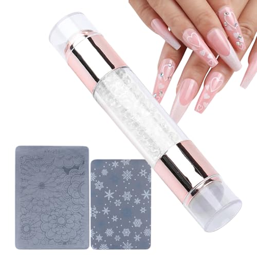 Hqunjikp Nagelstempel-Werkzeug – Stempel für Zuhause | Doppelendiges Design mit Strass verziertes Stempelstift-Set für Frauen, Salon, Heimübungen von Hqunjikp