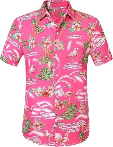 Herren Hawaiihemd Funky Blue Beach Printed Tropical Beach Shirt Casual Button Down Kurzarm Floral Shirts Tops, Animal-a, L von Hrbtens