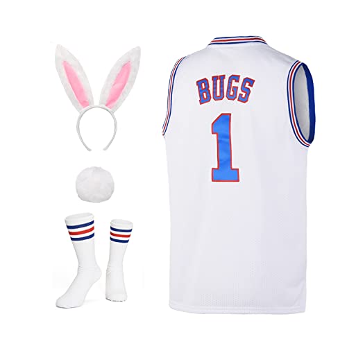 Herren Bugs #1 / Lola #10 Bunny Trikots Paar Halloween Kostüme Set Space Movie Bunny Basketball Trikot, Bugs #1 Jersey, X-Klein von Hrekyuv