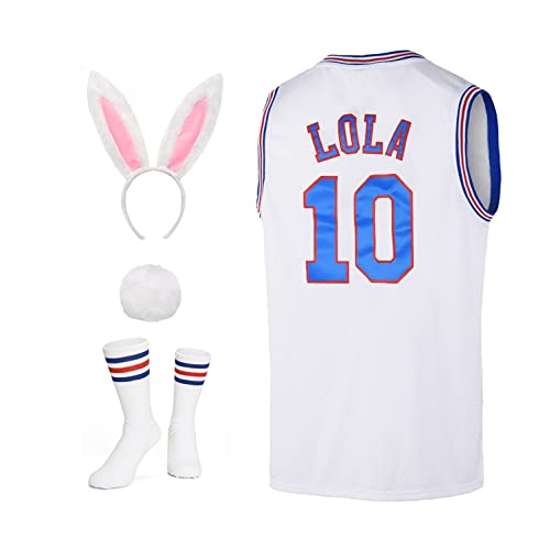 Herren Bugs #1 / Lola #10 Bunny Trikots Paar Halloween Kostüme Set Space Movie Bunny Basketball Trikot, Lola #10 Trikot, Klein von Hrekyuv