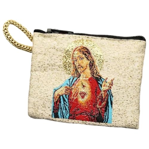 Katholische Stickerei Barmherzigkeit Jesu Christi Rosenkranz Tasche Münzbeutel Für Frauen Rosenkranz Etui Geldbörse Bulk Rosenkränze Herren Perlen Halskette Beutel von Hrippy