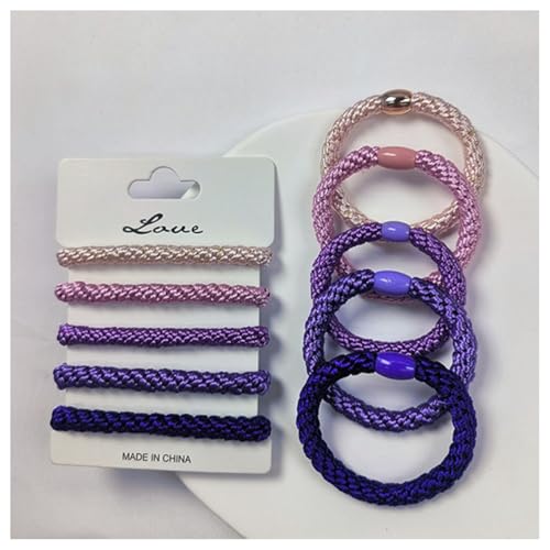 Hrlace 10 Stück Elastische Haargummis Mehrfarbiger Geflochtene Haarbänder Haargummi Pferdeschwanz Halter Weiche Elastisch Haarbänder für Damen Mädchen Kinder Dickes und Lockiges Haar Lila von Hrlace