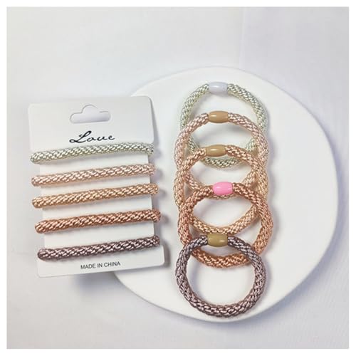 Hrlace 10 Stück Elastische Haargummis Mehrfarbiger Geflochtene Haarbänder Haargummi Pferdeschwanz Halter Weiche Elastisch Haarbänder für Damen Mädchen Kinder Dickes und Lockiges Haar Pfirsich von Hrlace
