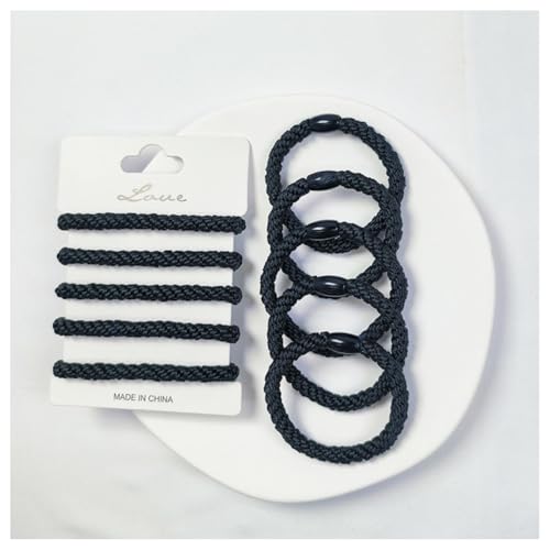 Hrlace 10 Stück Elastische Haargummis Mehrfarbiger Geflochtene Haarbänder Haargummi Pferdeschwanz Halter Weiche Elastisch Haarbänder für Damen Mädchen Kinder Dickes und Lockiges Haar Schwarz von Hrlace