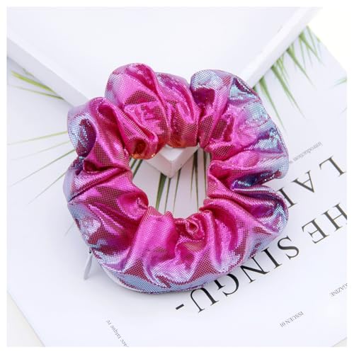 Hrlace 10 Stück Haargummis mit Tasche und Reißverschluss verstecktes Haargummi Scrunchies Elastischer Bunte Haarbänder Pferdeschwanz Halter für Frauen Mädchen Geschenk Schlüssel Rosarot von Hrlace