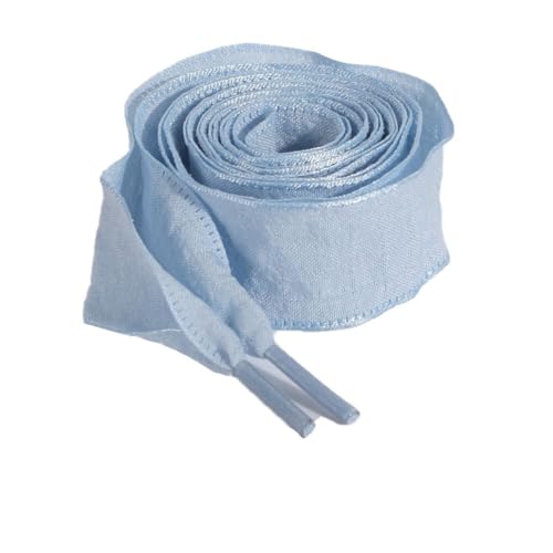 Hrlace 2 Paar Flach Ribbon Schnürsenkel 2.5 cm Breite Plissierte-Schnürsenkel Modische Ersatz Schuhbänder für Turnschuhe Laufschuhe Sportschuhe Damen Mädchen Erwachsene Kinder Blau 120cm von Hrlace