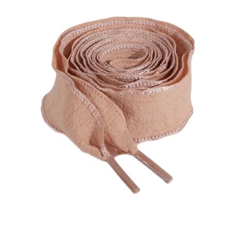 Hrlace 2 Paar Flach Ribbon Schnürsenkel 2.5 cm Breite Plissierte-Schnürsenkel Modische Ersatz Schuhbänder für Turnschuhe Laufschuhe Sportschuhe Damen Mädchen Erwachsene Kinder Braun 100cm von Hrlace