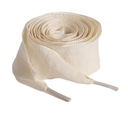 Hrlace 2 Paar Flach Ribbon Schnürsenkel 2.5 cm Breite Plissierte-Schnürsenkel Modische Ersatz Schuhbänder für Turnschuhe Laufschuhe Sportschuhe Damen Mädchen Erwachsene Kinder Helles Apricot 80cm von Hrlace