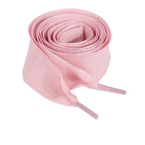 Hrlace 2 Paar Flach Ribbon Schnürsenkel 2.5 cm Breite Plissierte-Schnürsenkel Modische Ersatz Schuhbänder für Turnschuhe Laufschuhe Sportschuhe Damen Mädchen Erwachsene Kinder Hellrosa 80cm von Hrlace