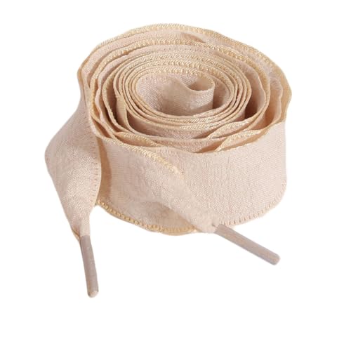 Hrlace 2 Paar Flach Ribbon Schnürsenkel 2.5 cm Breite Plissierte-Schnürsenkel Modische Ersatz Schuhbänder für Turnschuhe Laufschuhe Sportschuhe Damen Mädchen Erwachsene Kinder Khaki 80cm von Hrlace
