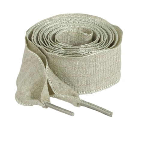 Hrlace 2 Paar Flach Ribbon Schnürsenkel 2.5 cm Breite Plissierte-Schnürsenkel Modische Ersatz Schuhbänder für Turnschuhe Laufschuhe Sportschuhe Damen Mädchen Erwachsene Kinder Matcha-Grün 80cm von Hrlace