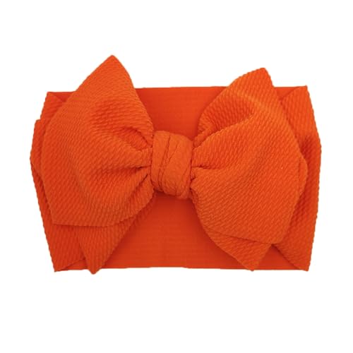 Hrlace 2 Stück Baby Mädchen Stirnbänder mit großer Schleife Turban Haarband Schleife-Stirnband Elastische Haarschmuck Kopfbedeckung für Babys Kleinkinder Kinder Säuglinge Neugeborene Orange von Hrlace