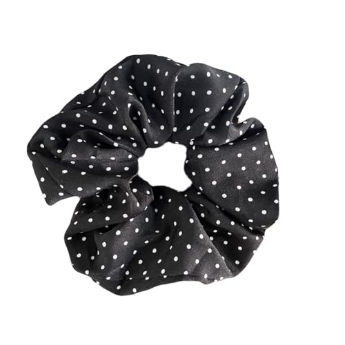 Hrlace 2 Stück Haargummis Polka Dots Scrunchie Haargummi Vintage Mode Scrunchies mit Punkten Elastische Haarbänder Pferdeschwanz Haarschmuck Stoffbänder für Mädchen Damen Frauen Schwarz von Hrlace