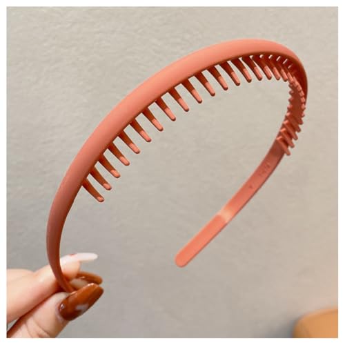Hrlace 2 Stück Haarreifen mit Zähne Kunststoff Haarband Rutschfeste Stirnbänder Haarbänder mit Anti-Rutsch Kamm Dünn Stirnband Mode Kopfbedeckung für Damen Mädchen Outdoor Sports Yoga Rot von Hrlace